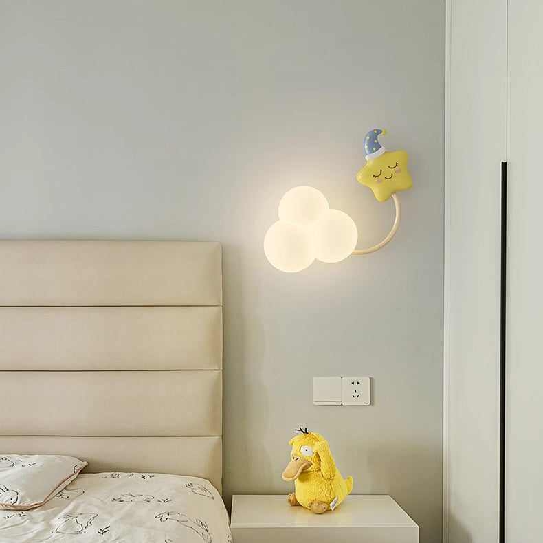 Contemporary Cloud-Shaped LED Wall Sconce Lamp for Bedroom - Modern Iron & Plastic Design, Decorative Lighting Fixture, Cozy Atmosphere, Unique Wall Light, Ideal for Kids' Room, Nursery, Living Room, Home Decor, Energy-Efficient Illumination, Stylish Bedr