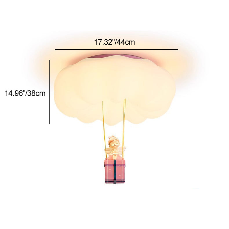 Contemporary Creative Iron Acrylic Resin Cloud Shape LED Flush Mount Ceiling Light for Girl's Bedroom Modern Ceiling Fixture Unique Design Kids Room Lighting Cute Cloud Lamp Bright Ceiling Decor Childrens Light Fixture Dreamy Bedroom Illumination Stylish