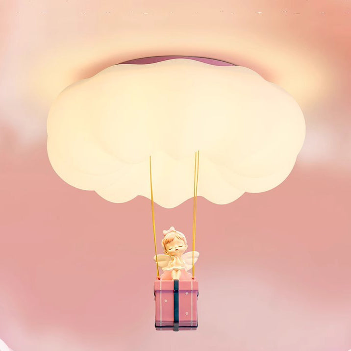Contemporary Creative Iron Acrylic Resin Cloud Shape LED Flush Mount Ceiling Light for Girl's Bedroom Modern Ceiling Fixture Unique Design Kids Room Lighting Cute Cloud Lamp Bright Ceiling Decor Childrens Light Fixture Dreamy Bedroom Illumination Stylish