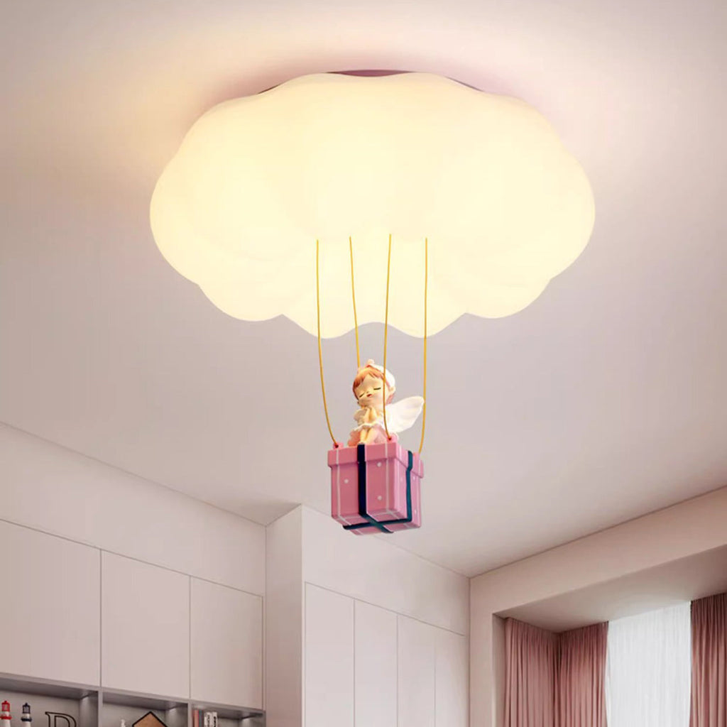 Contemporary Creative Iron Acrylic Resin Cloud Shape LED Flush Mount Ceiling Light for Girl's Bedroom Modern Ceiling Fixture Unique Design Kids Room Lighting Cute Cloud Lamp Bright Ceiling Decor Childrens Light Fixture Dreamy Bedroom Illumination Stylish