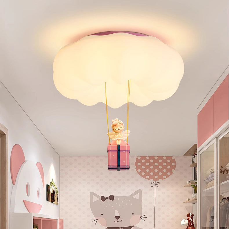 Contemporary Creative Iron Acrylic Resin Cloud Shape LED Flush Mount Ceiling Light for Girl's Bedroom Modern Ceiling Fixture Unique Design Kids Room Lighting Cute Cloud Lamp Bright Ceiling Decor Childrens Light Fixture Dreamy Bedroom Illumination Stylish