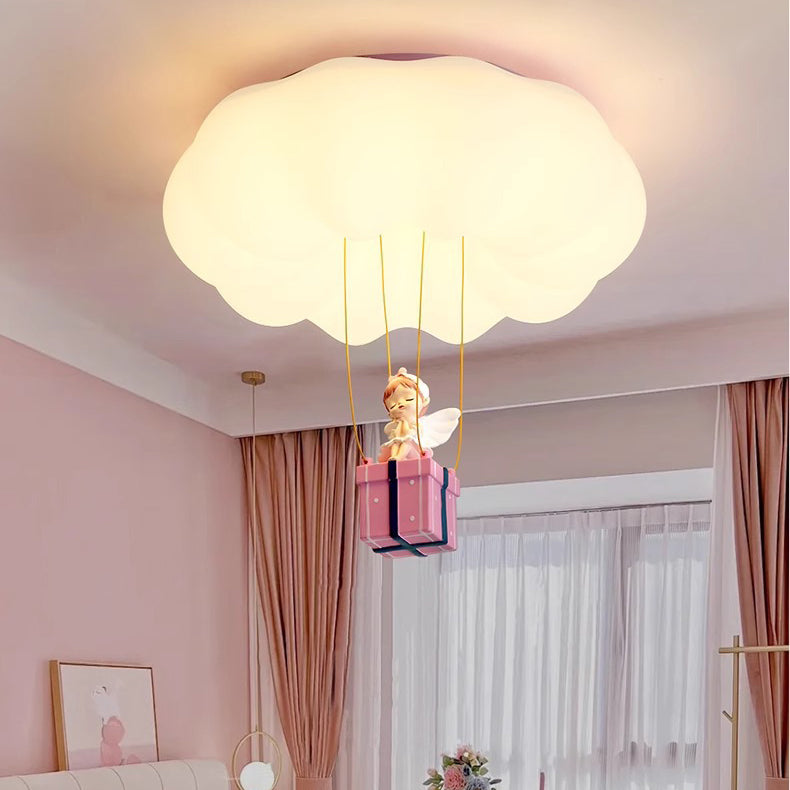 Contemporary Creative Iron Acrylic Resin Cloud Shape LED Flush Mount Ceiling Light for Girl's Bedroom Modern Ceiling Fixture Unique Design Kids Room Lighting Cute Cloud Lamp Bright Ceiling Decor Childrens Light Fixture Dreamy Bedroom Illumination Stylish