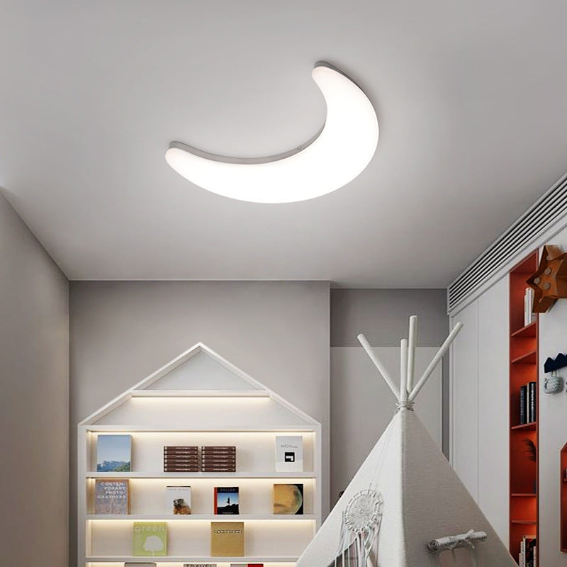 Modern Minimalist Iron Acrylic Moon LED Wall Sconce Lamp Kids Bedroom Night Light Lighting Decor Nursery Accent Fixture Space Galaxy Design