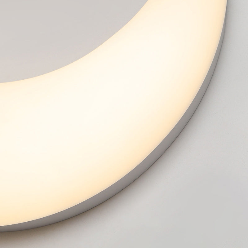 Modern Minimalist Iron Acrylic Moon LED Wall Sconce Lamp Kids Bedroom Night Light Lighting Decor Nursery Accent Fixture Space Galaxy Design