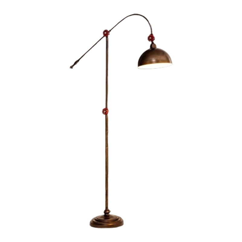 Contemporary Industrial Iron Dome Fishing Rod Floor Lamp - 1-Light for Living Room