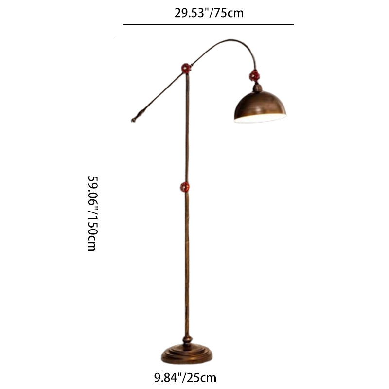 Contemporary Industrial Iron Dome Fishing Rod Floor Lamp - 1-Light for Living Room
