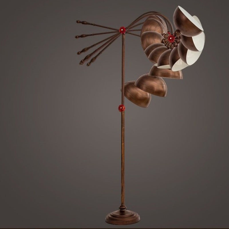 Contemporary Industrial Iron Dome Fishing Rod Floor Lamp - 1-Light for Living Room