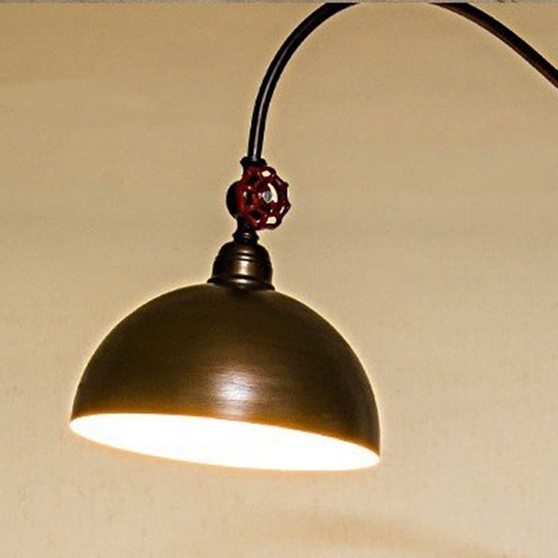 Contemporary Industrial Iron Dome Fishing Rod Floor Lamp - 1-Light for Living Room