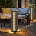 Modern Art Deco Solar Column Lamp - Faux Rattan LED Garden Lamp