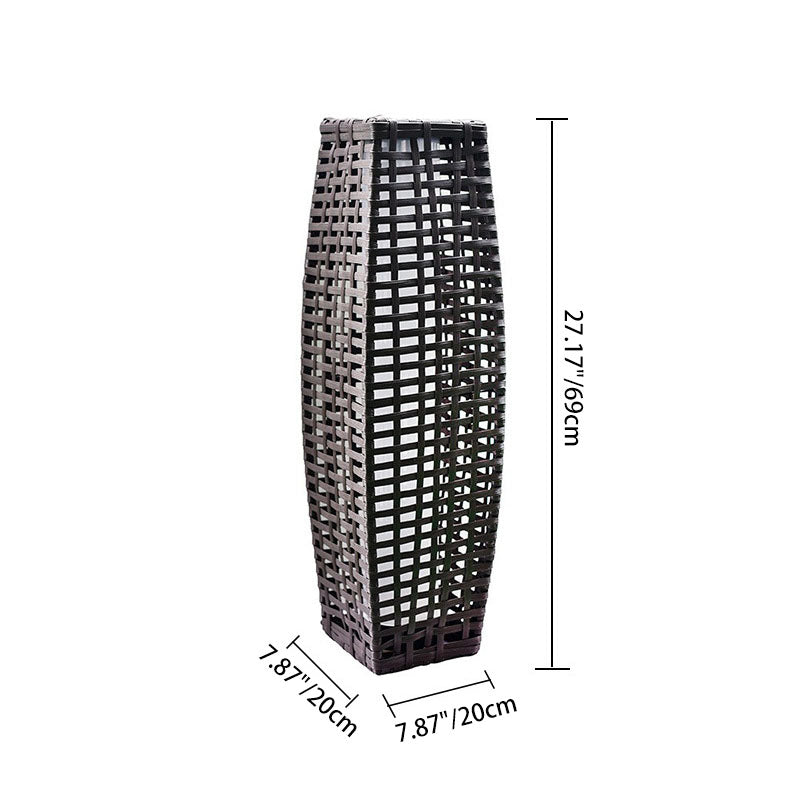 Modern Art Deco Solar Column Lamp - Faux Rattan LED Garden Lamp