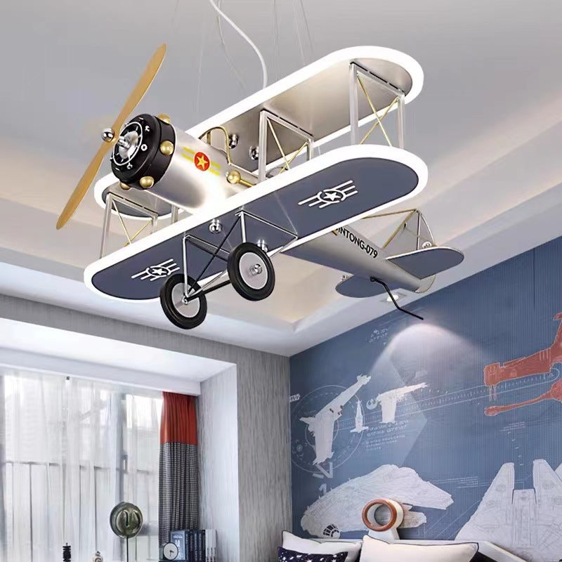 Contemporary Creative Kid Iron Resin Acrylic Airplane LED Chandelier for Bedroom Decor, Boys Room Lighting, Unique Ceiling Light Fixture, Aviation Theme Pendant Light, Modern Children's Room Decor, Fun Airplane Night Light, Stylish Playroom Illumination,