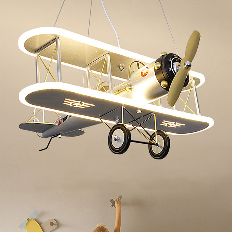 Contemporary Creative Kid Iron Resin Acrylic Airplane LED Chandelier for Bedroom Decor, Boys Room Lighting, Unique Ceiling Light Fixture, Aviation Theme Pendant Light, Modern Children's Room Decor, Fun Airplane Night Light, Stylish Playroom Illumination,
