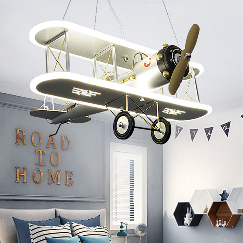 Contemporary Creative Kid Iron Resin Acrylic Airplane LED Chandelier for Bedroom Decor, Boys Room Lighting, Unique Ceiling Light Fixture, Aviation Theme Pendant Light, Modern Children's Room Decor, Fun Airplane Night Light, Stylish Playroom Illumination,