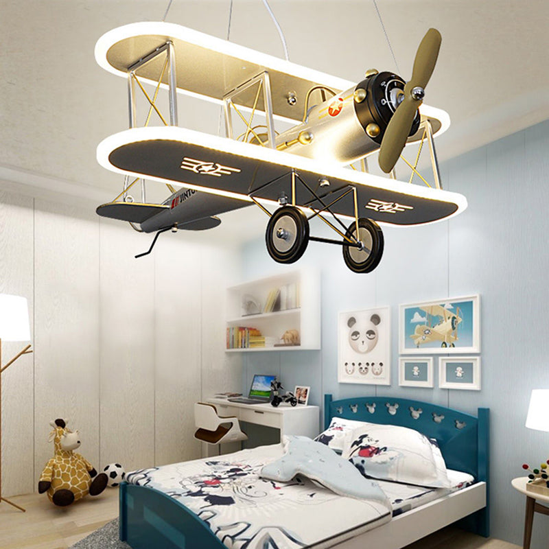 Contemporary Creative Kid Iron Resin Acrylic Airplane LED Chandelier for Bedroom Decor, Boys Room Lighting, Unique Ceiling Light Fixture, Aviation Theme Pendant Light, Modern Children's Room Decor, Fun Airplane Night Light, Stylish Playroom Illumination,