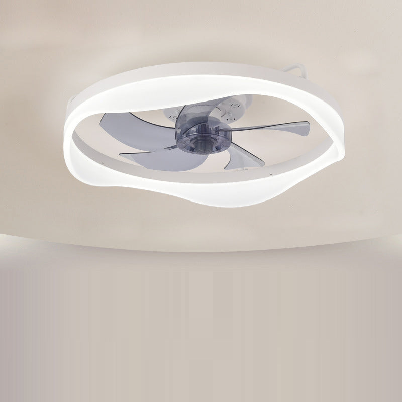 Modern Minimalist Iron Aluminum Round LED Flush Mount Ceiling Fan Light for Bedroom Living Room