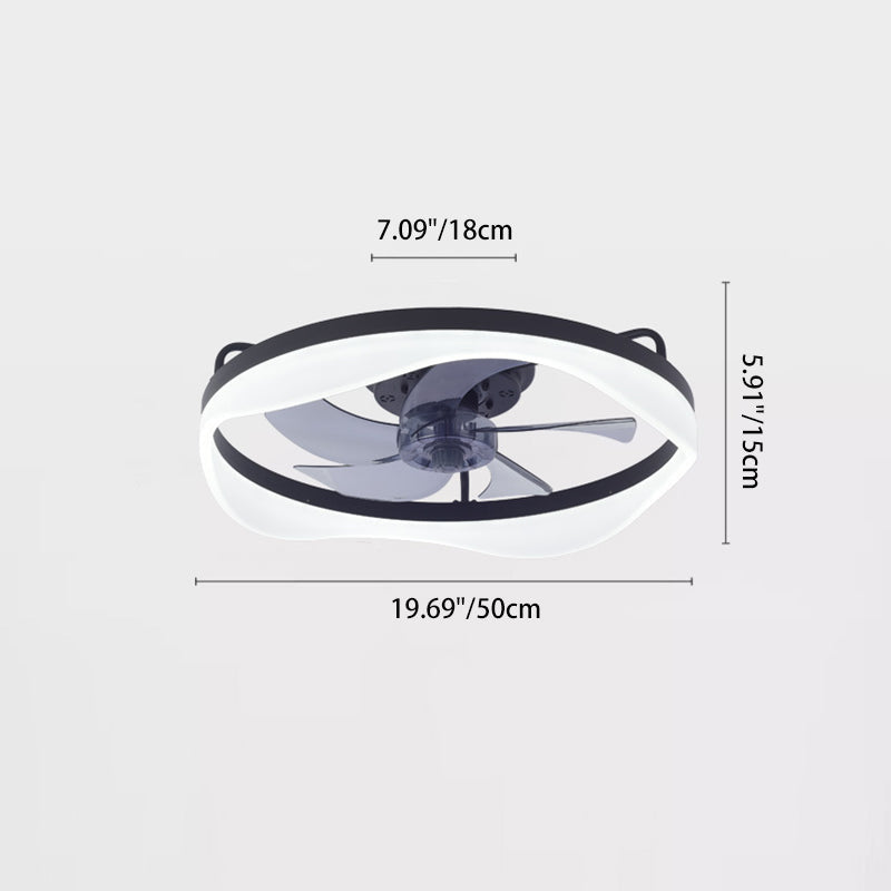 Modern Minimalist Iron Aluminum Round LED Flush Mount Ceiling Fan Light for Bedroom Living Room
