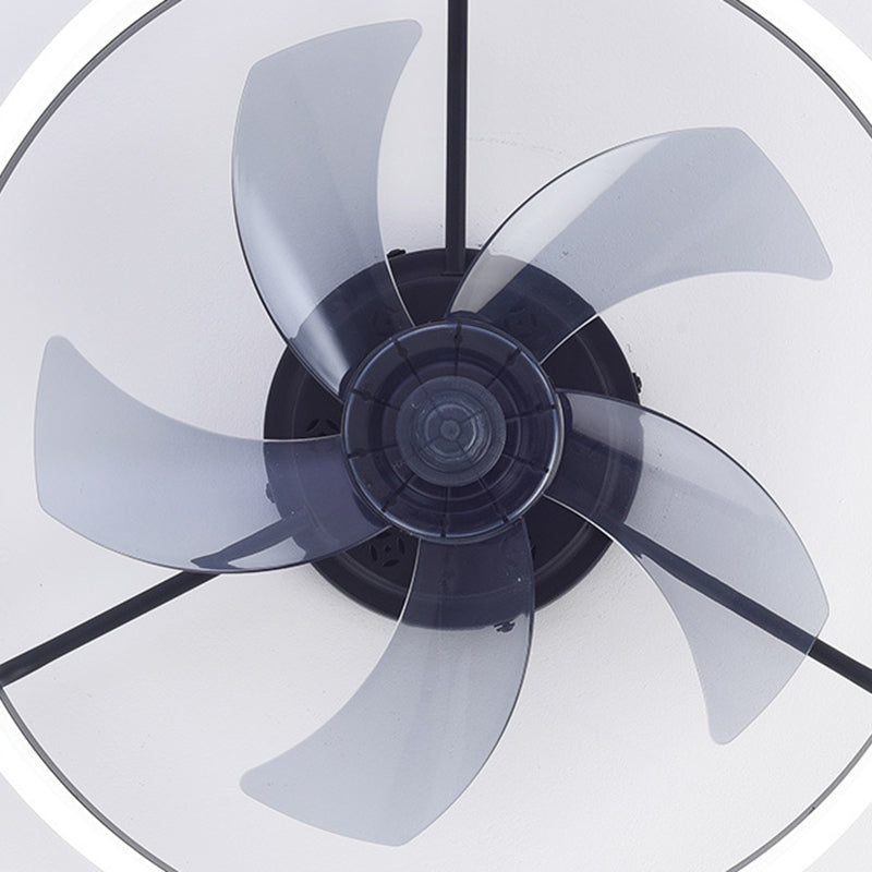 Modern Minimalist Iron Aluminum Round LED Flush Mount Ceiling Fan Light for Bedroom Living Room