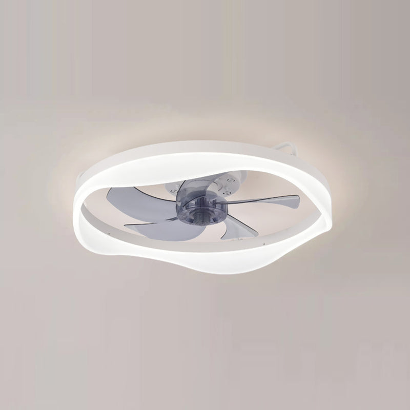 Modern Minimalist Iron Aluminum Round LED Flush Mount Ceiling Fan Light for Bedroom Living Room