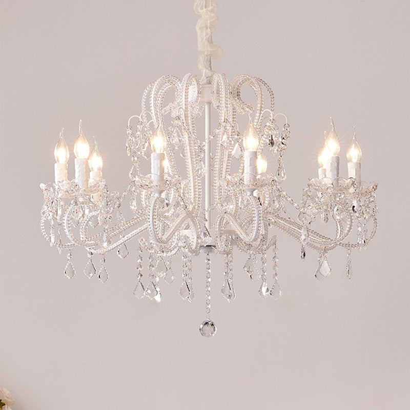 Traditional French Crystal Chandelier with Arched Candle Shape & Tassels - 6/8/10/12 Lights for Bedroom & Living Room