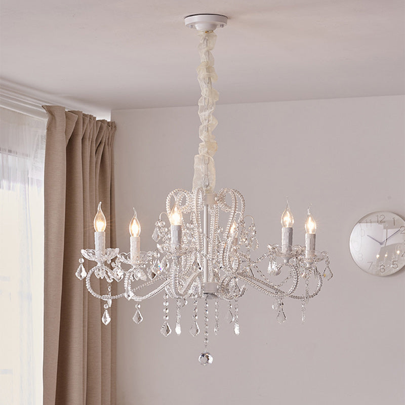 Traditional French Crystal Chandelier with Arched Candle Shape & Tassels - 6/8/10/12 Lights for Bedroom & Living Room