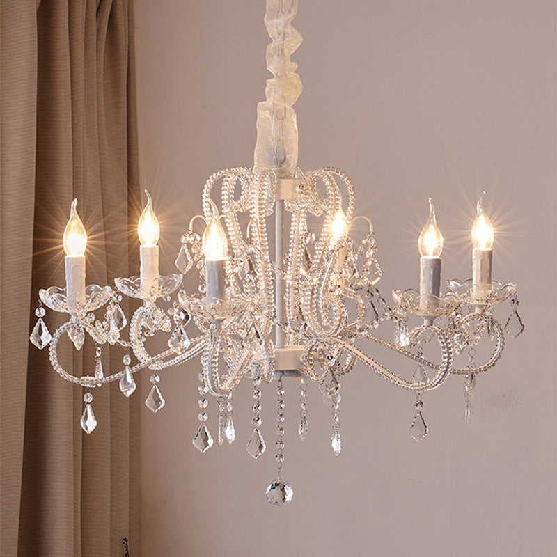 Traditional French Crystal Chandelier with Arched Candle Shape & Tassels - 6/8/10/12 Lights for Bedroom & Living Room