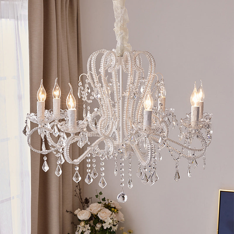 Traditional French Crystal Chandelier with Arched Candle Shape & Tassels - 6/8/10/12 Lights for Bedroom & Living Room