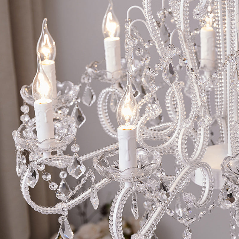 Traditional French Crystal Chandelier with Arched Candle Shape & Tassels - 6/8/10/12 Lights for Bedroom & Living Room