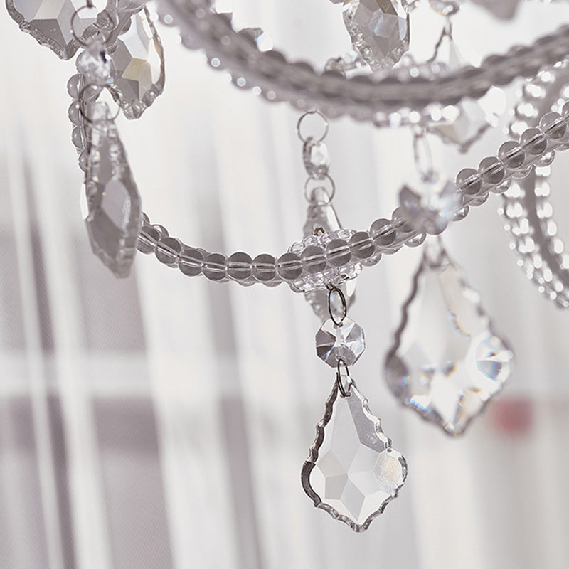 Traditional French Crystal Chandelier with Arched Candle Shape & Tassels - 6/8/10/12 Lights for Bedroom & Living Room