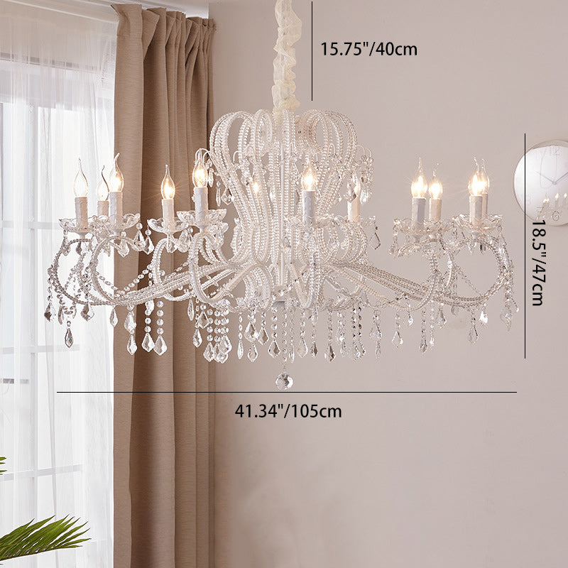 Traditional French Crystal Chandelier with Arched Candle Shape & Tassels - 6/8/10/12 Lights for Bedroom & Living Room