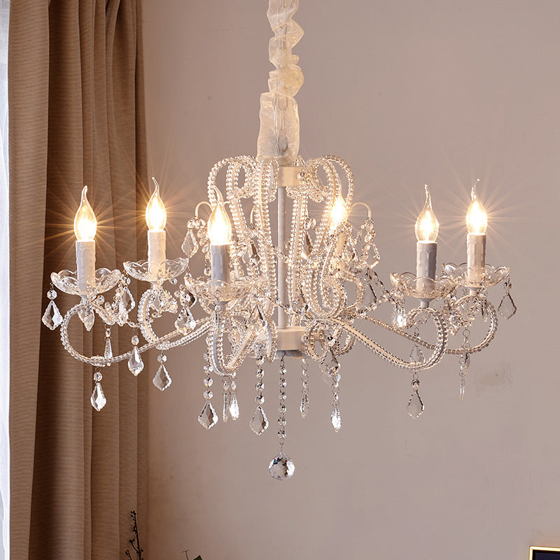 Traditional French Crystal Chandelier with Arched Candle Shape & Tassels - 6/8/10/12 Lights for Bedroom & Living Room