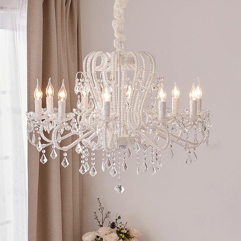 Traditional French Crystal Chandelier with Arched Candle Shape & Tassels - 6/8/10/12 Lights for Bedroom & Living Room