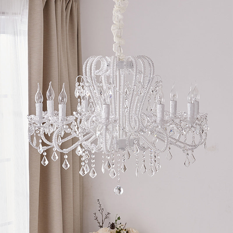 Traditional French Crystal Chandelier with Arched Candle Shape & Tassels - 6/8/10/12 Lights for Bedroom & Living Room