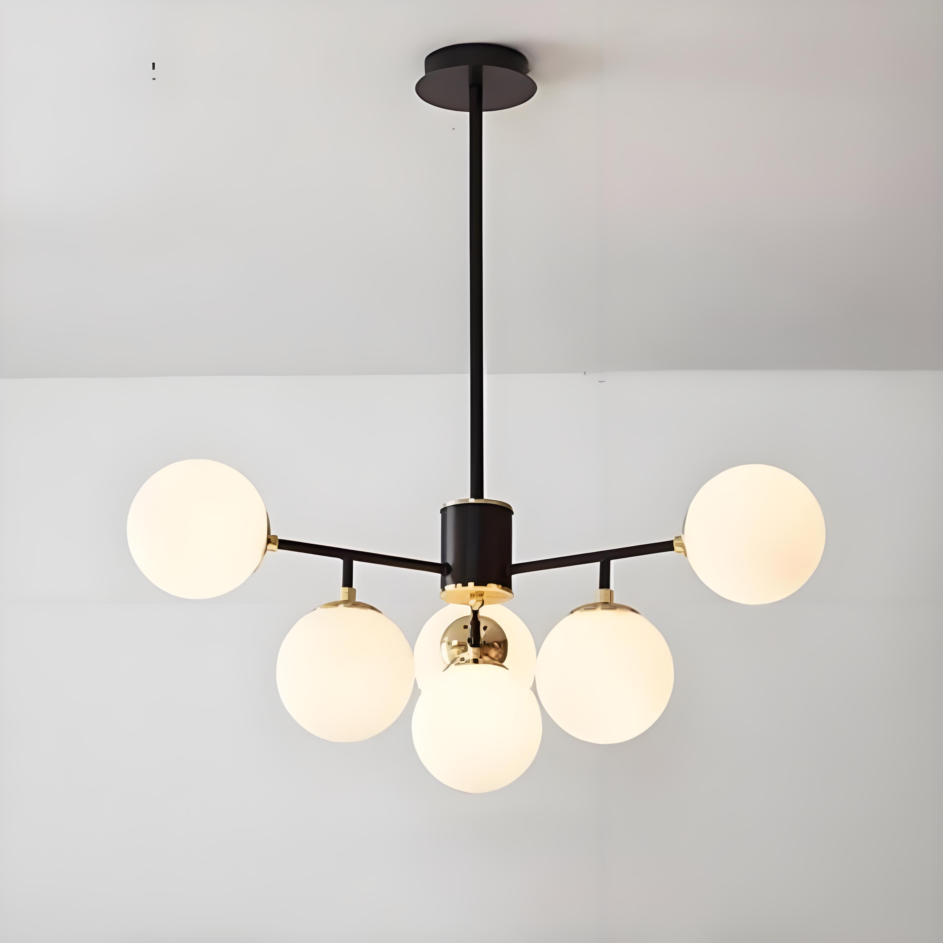 Contemporary Nordic Iron Glass Round Chandelier - 6/8/10-Light for Bedroom & Living Room