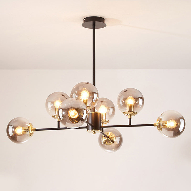 Contemporary Nordic Iron Glass Round Chandelier - 6/8/10-Light for Bedroom & Living Room