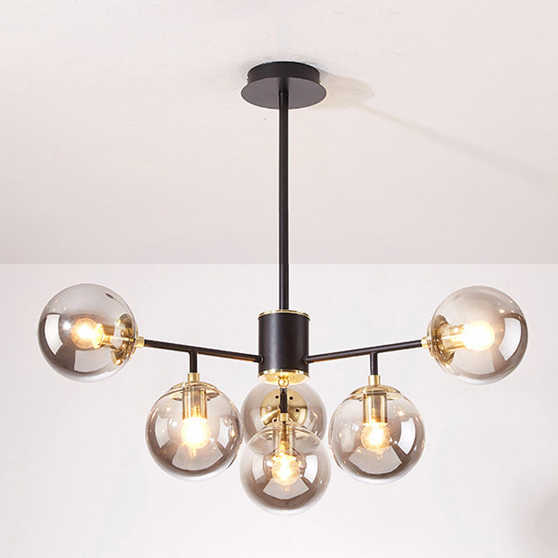 Contemporary Nordic Iron Glass Round Chandelier - 6/8/10-Light for Bedroom & Living Room