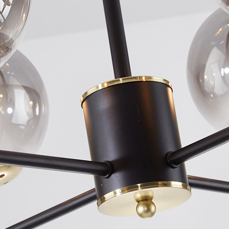 Contemporary Nordic Iron Glass Round Chandelier - 6/8/10-Light for Bedroom & Living Room