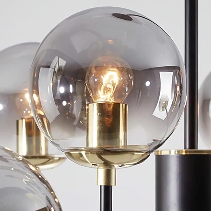Contemporary Nordic Iron Glass Round Chandelier - 6/8/10-Light for Bedroom & Living Room