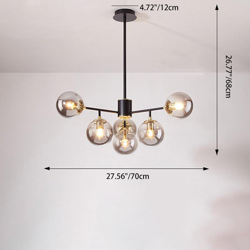 Contemporary Nordic Iron Glass Round Chandelier - 6/8/10-Light for Bedroom & Living Room
