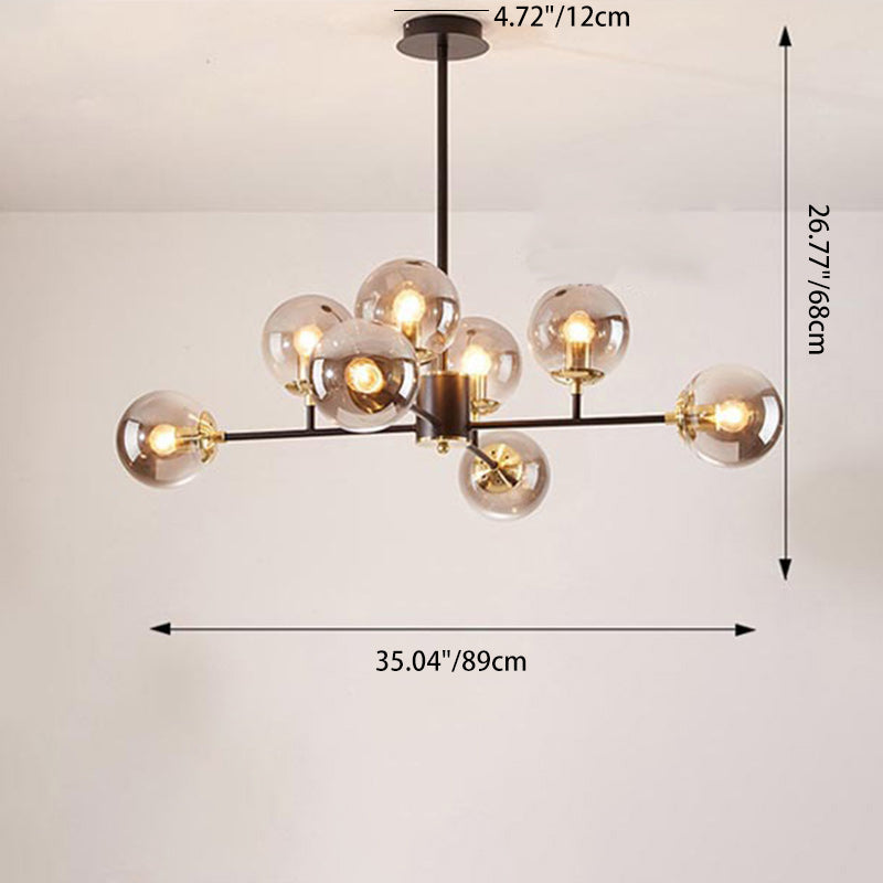 Contemporary Nordic Iron Glass Round Chandelier - 6/8/10-Light for Bedroom & Living Room