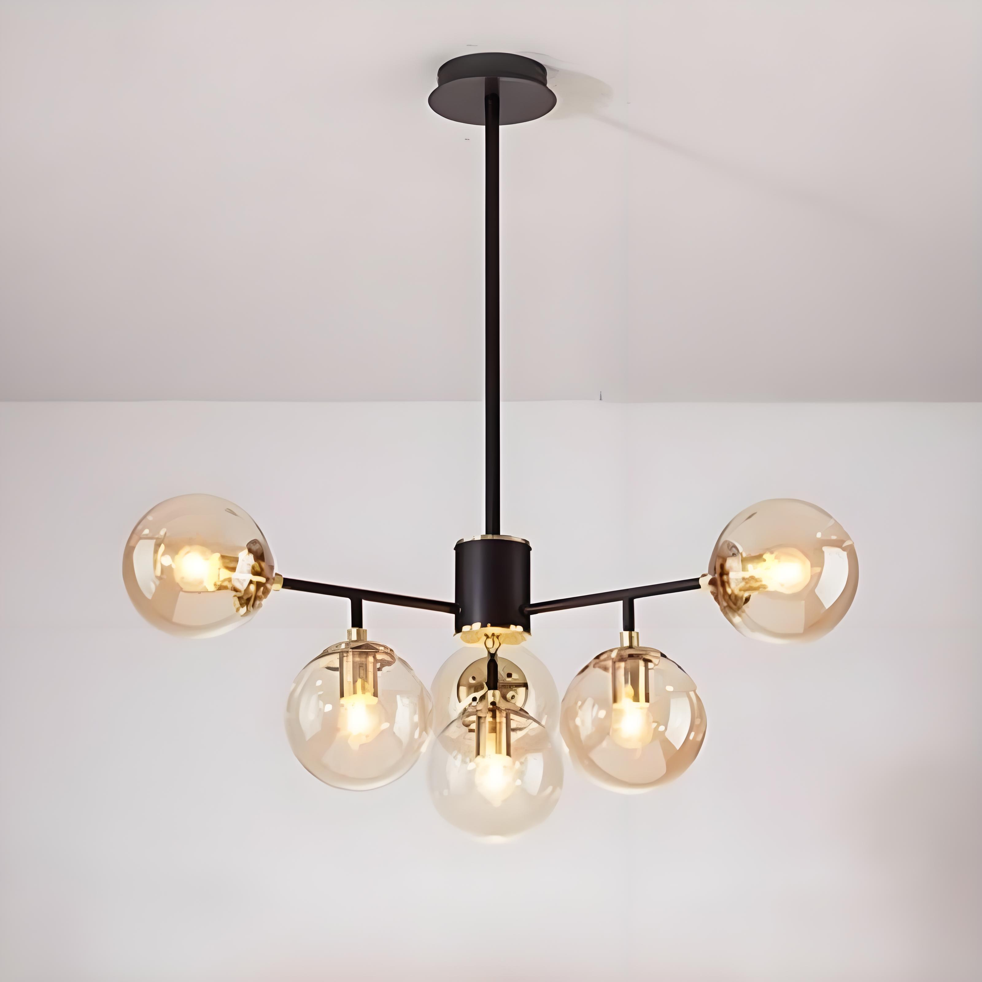 Contemporary Nordic Iron Glass Round Chandelier - 6/8/10-Light for Bedroom & Living Room