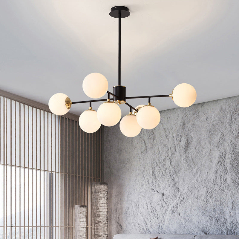 Contemporary Nordic Iron Glass Round Chandelier - 6/8/10-Light for Bedroom & Living Room