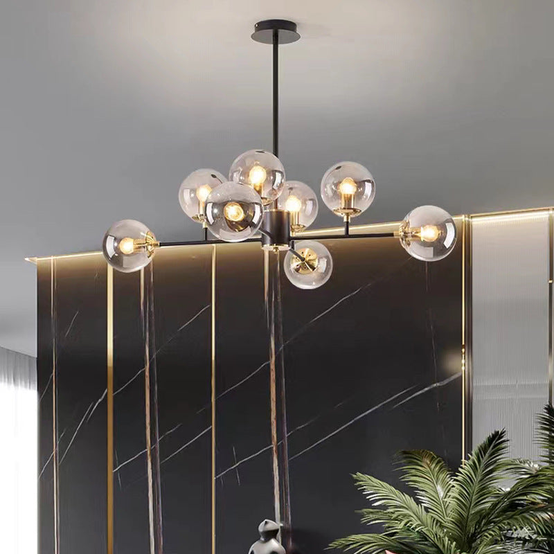 Contemporary Nordic Iron Glass Round Chandelier - 6/8/10-Light for Bedroom & Living Room