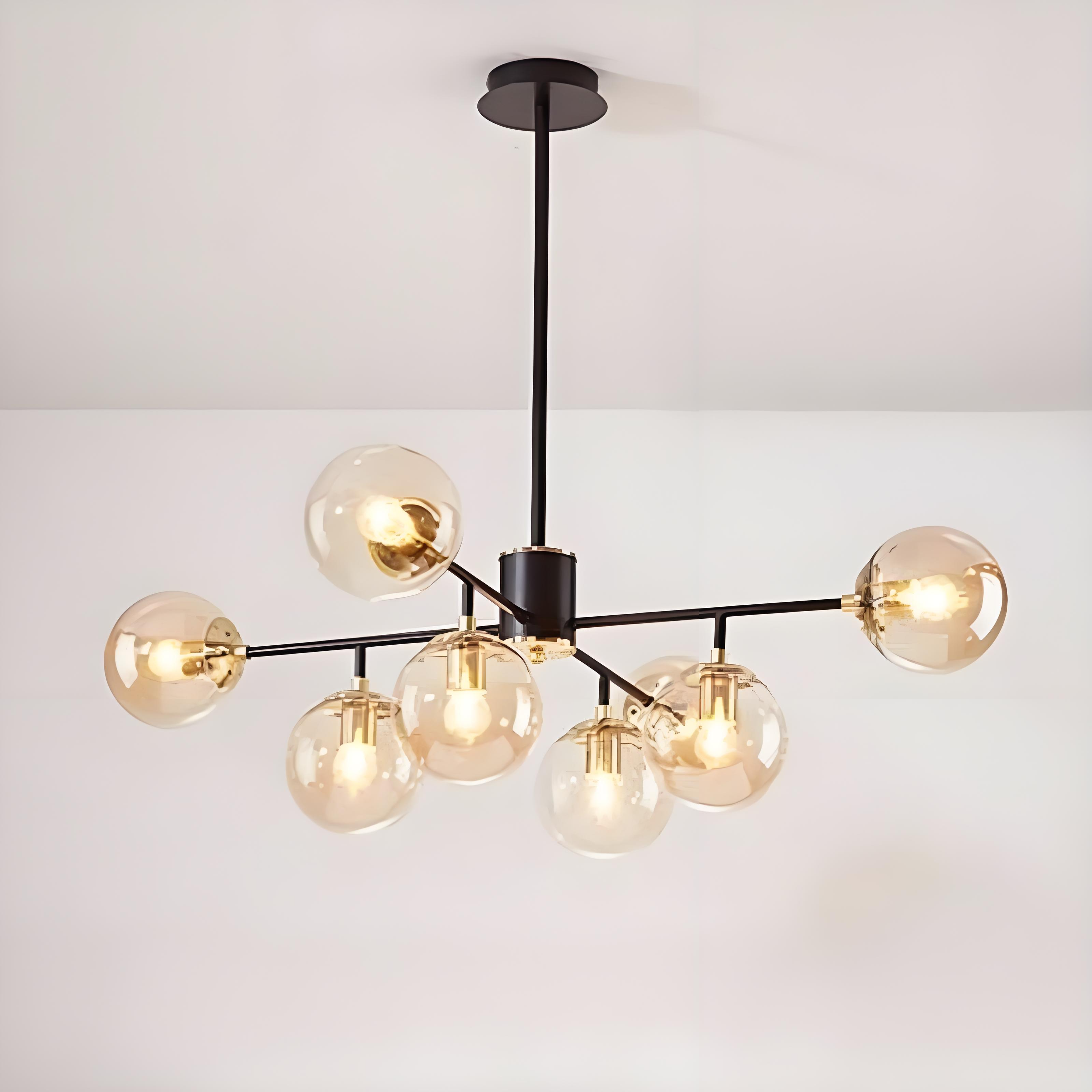 Contemporary Nordic Iron Glass Round Chandelier - 6/8/10-Light for Bedroom & Living Room