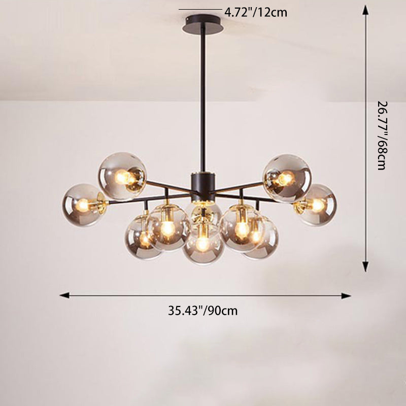 Contemporary Nordic Iron Glass Round Chandelier - 6/8/10-Light for Bedroom & Living Room