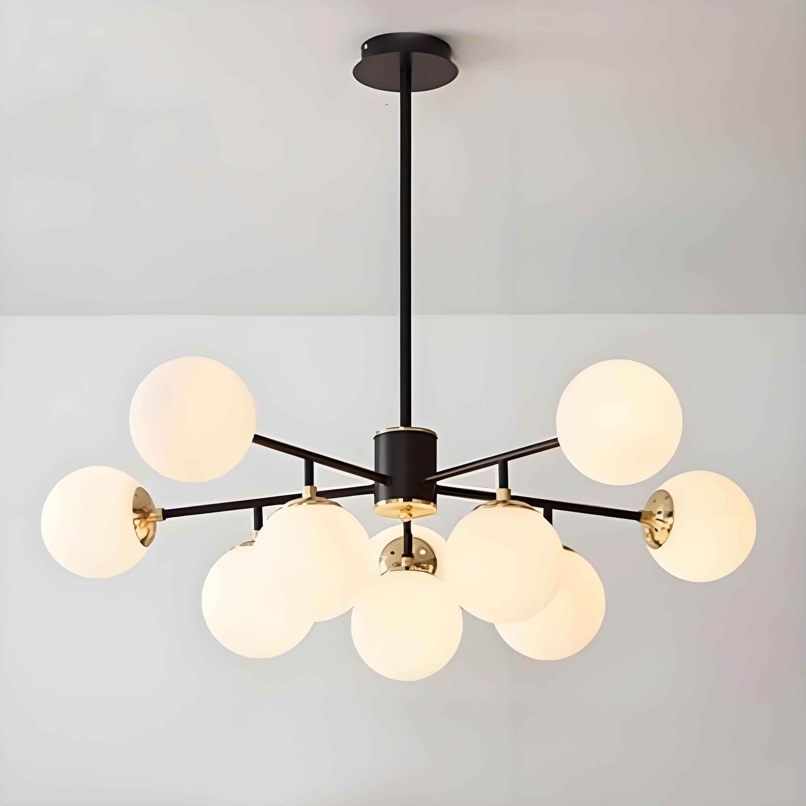 Contemporary Nordic Iron Glass Round Chandelier - 6/8/10-Light for Bedroom & Living Room