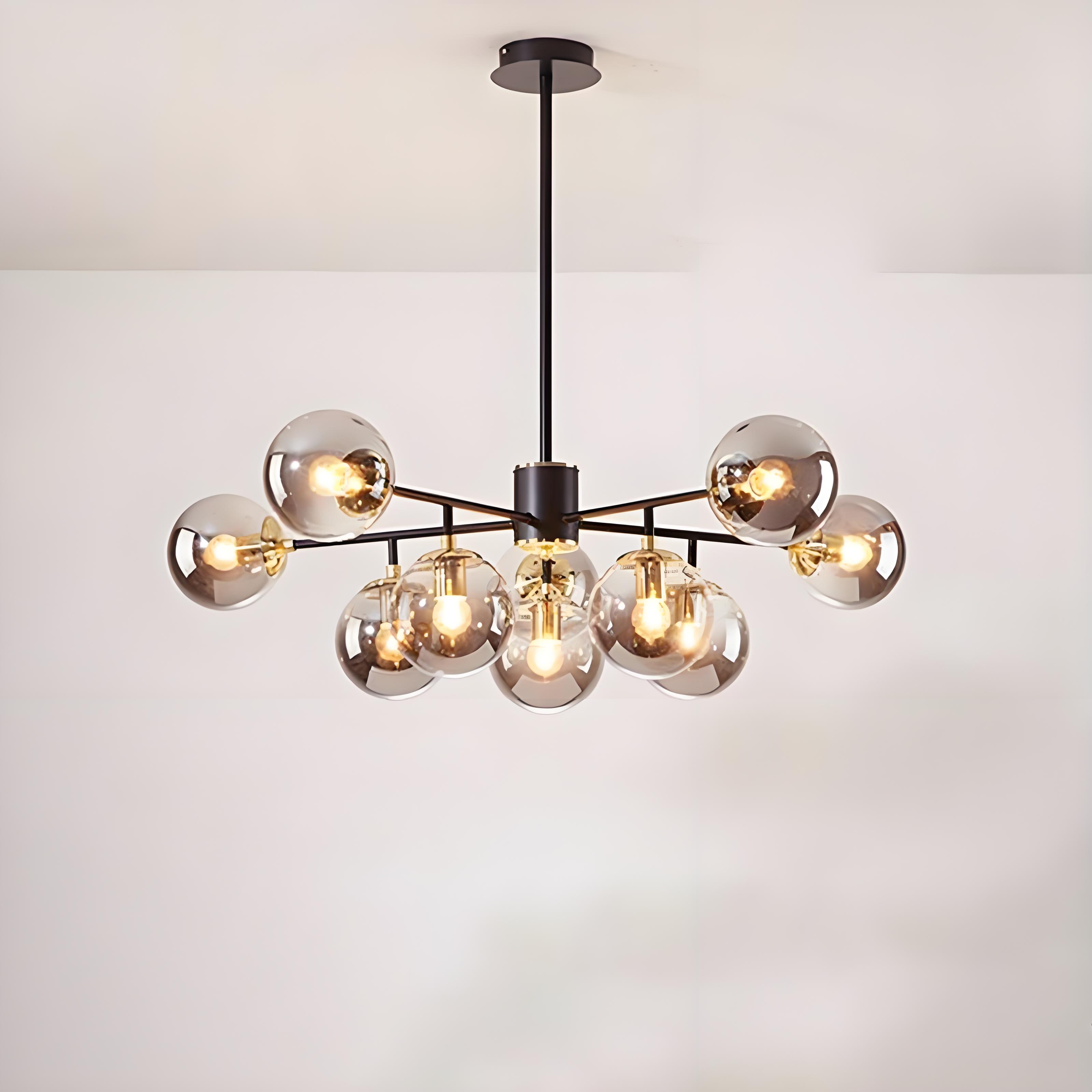 Contemporary Nordic Iron Glass Round Chandelier - 6/8/10-Light for Bedroom & Living Room
