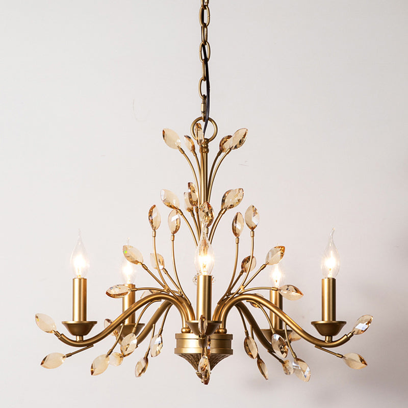 Traditional French Iron & Crystal Branch Chandelier - 6/9/12 Light Options for Living Room & Bedroom Decor