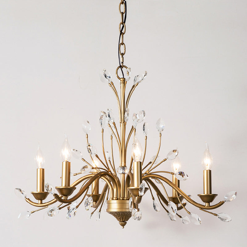 Traditional French Iron & Crystal Branch Chandelier - 6/9/12 Light Options for Living Room & Bedroom Decor