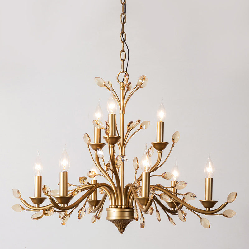 Traditional French Iron & Crystal Branch Chandelier - 6/9/12 Light Options for Living Room & Bedroom Decor