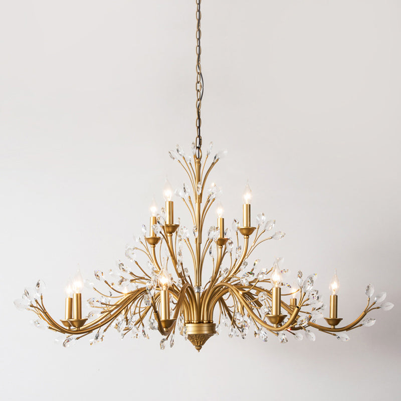 Traditional French Iron & Crystal Branch Chandelier - 6/9/12 Light Options for Living Room & Bedroom Decor